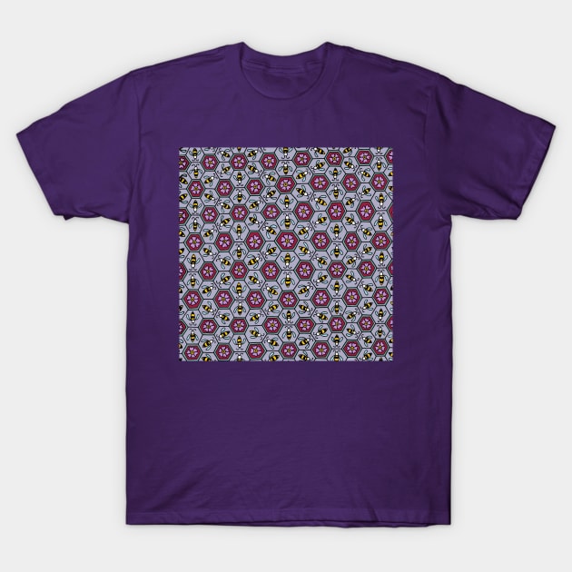 Honey Bees and Honeycomb Purple T-Shirt by HLeslie Design